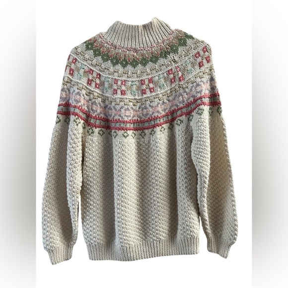 Vintage ivory knit pastel colorful cowl neck sweater - Picture 4 of 4